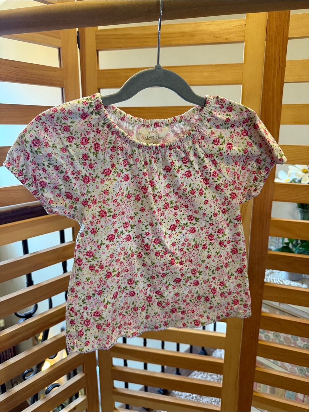 Matilda Jane White Top with Pink Floral Print